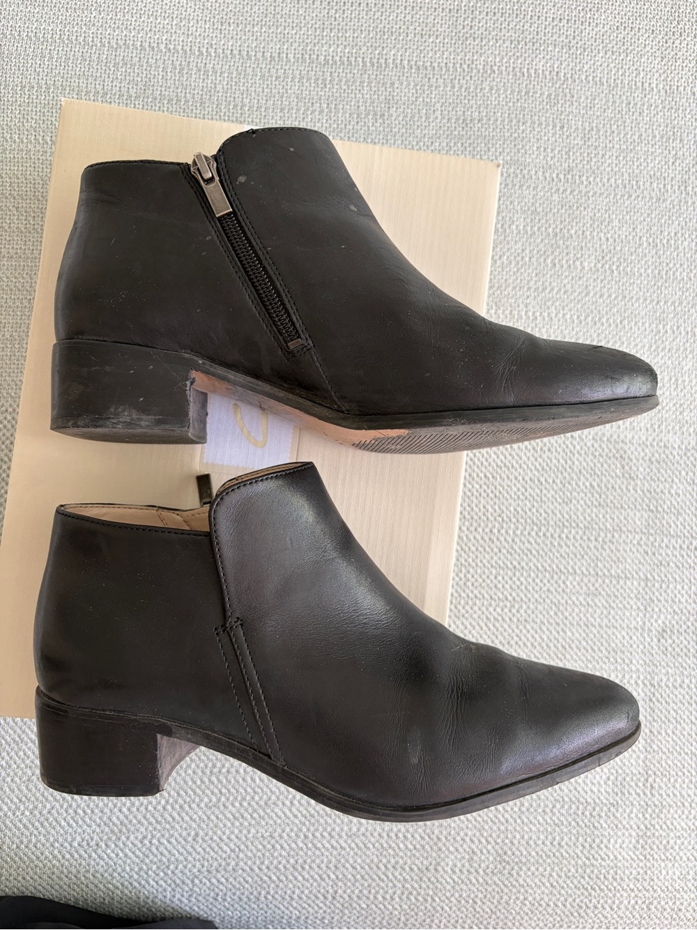 Clarks Black Leather Ankle Boots with Side Zip
